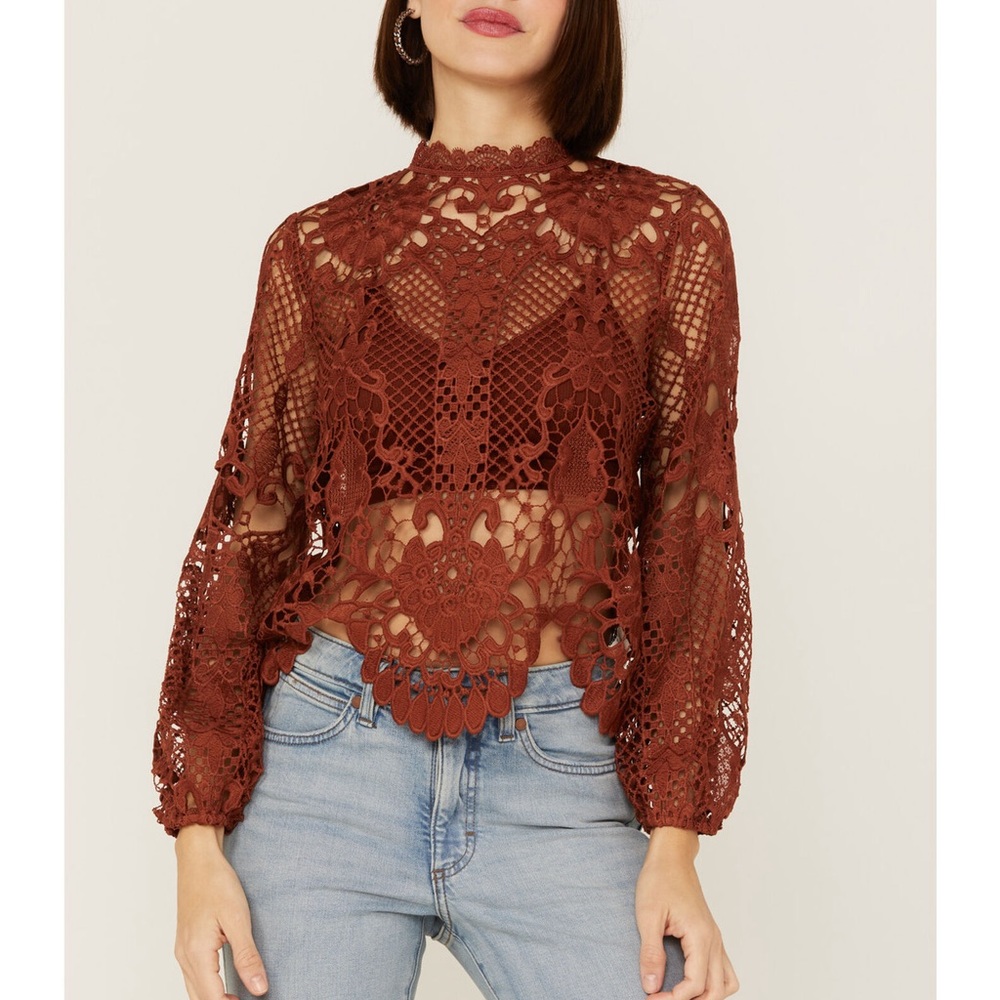 JEALOUS TOMATO Rust Floral Top- Womens Sz L